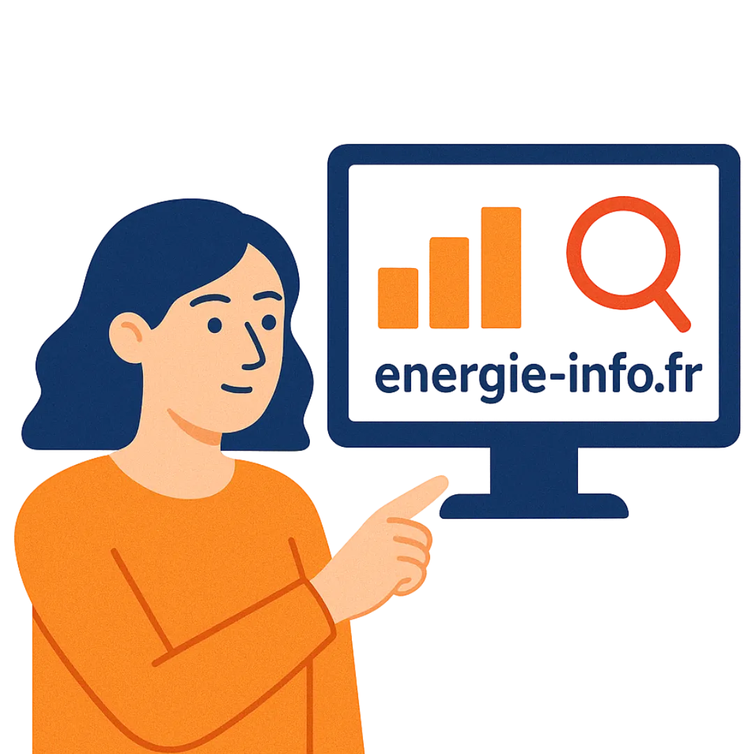 Illustration d'une dame qui compare les offres d'énergie sur energie-info.fr